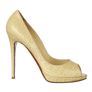 Peep Toe Christian Louboutin Couro Exótico Bege
