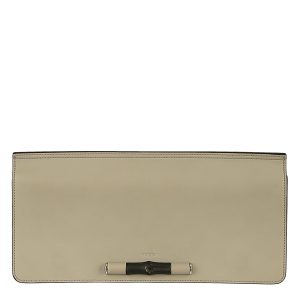 Bolsa Gucci Lady Bamboo Clutch Couro Cinza