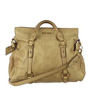 Bolsa Miu Miu Bow Vitello Lux Bege