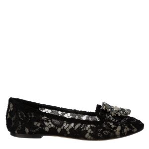 Sapatilha Dolce & Gabbana Renda Preta e Pedraria