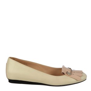 Sapatilha Tods Couro Creme e Rosa