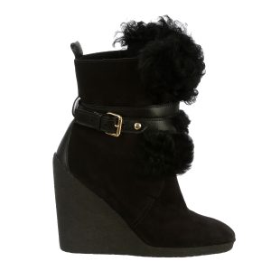 Bota Louis Vuitton Camurça e Pelos Preto