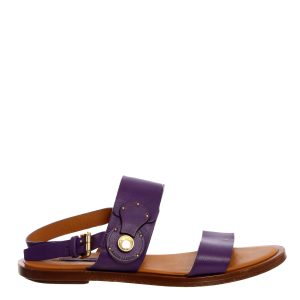Rasteira Ralph Lauren Couro Roxa