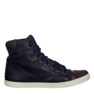 Tênis Lanvin Cano Alto Couro Marrom