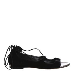 Sandália Rasteira Jimmy Choo Amarração Camurça Preta
