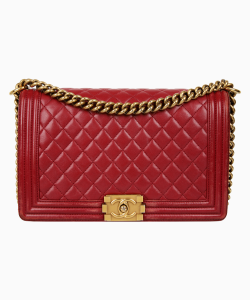 Bolsa Chanel Lambskin Boy Grande Vinho