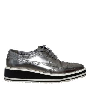 Oxford Prada Couro Prateado