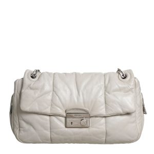 Bolsa Prada Bomber Couro Branca