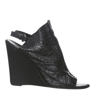 Sandália Balenciaga Peep Toe Couro Preto