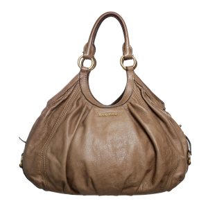 Bolsa Miu Miu Tote Hobo Couro Caramelo