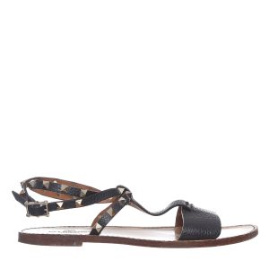 Rasteira Valentino Garavani Couro Preto