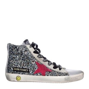 Tênis Golden Goose Cano Alto Glitter Estrela Rosa