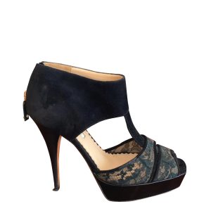 Sandália Oscar de La Renta Renda Preto Tam 37