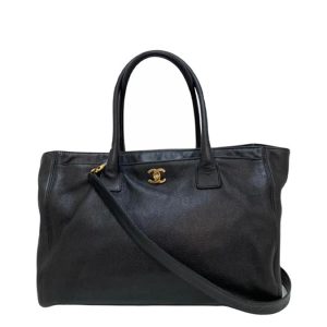 Bolsa Chanel Executive Preta c Ferragem Dourada