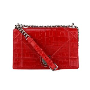 Bolsa Dior Diorama Couro Vermelha Médium