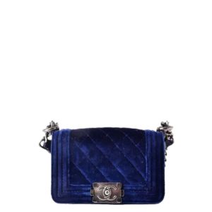 Bolsa Chanel Boy Azul Royal em Veludo