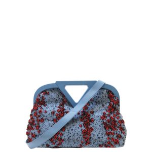 Bolsa Bottega Veneta The Point Azul c Detalhes Vermelhos