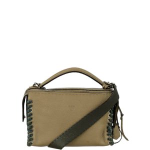 Bolsa Fendi Selleria Lei Boston Etoupe c Detalhes Caramelo c Alça Transversal