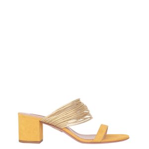 Mule Aquazzura Amarelo c Tiras Douradas Tam 35 Br