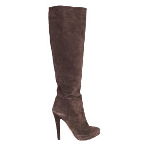 Bota Prada Cano Alto Marrom Claro de Camurça Tam 36 Br