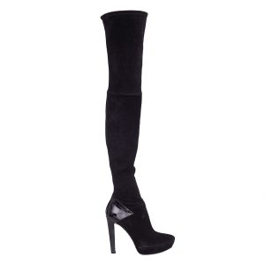Bota Gucci Cano Alto Preto de Camurça Tam36 Br