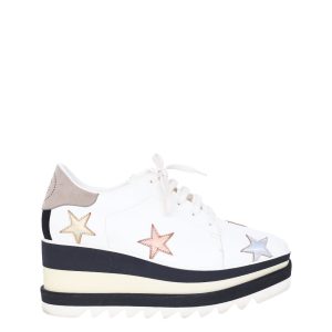 Sapato Stella McCartney Elyse Branco c Listras Pretas e Estrelas Tam 36 Br