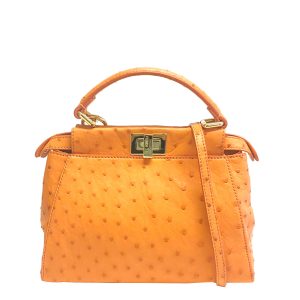 Bolsa Fendi Peekaboo Avestruz Laranja Mini