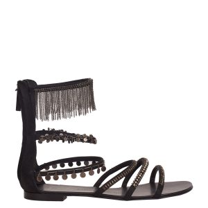 Sandália Gladiadora Giuseppe Zanotti Preta com Metais TAM 36 BR