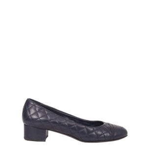 Salto Chanel Azul Cap Toe CC acolchoado TAM 345 BR