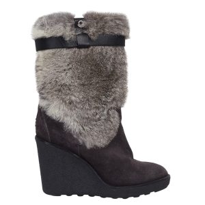 Bota Moncler com Pelo Cinza Tam 37 Br