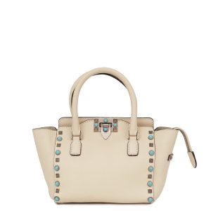 Bolsa Valentino Rockstud Grainy Small Off White