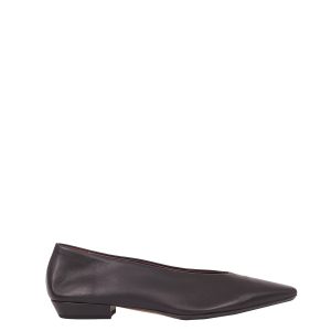 Sapato Bottega Veneta Almond Ballerina Leather Flats Preto TAM 375 BR
