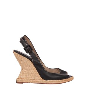 Anabela Louboutin Preta Couro TAM 36 BR