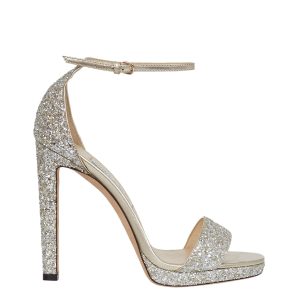 Sandalia Jimmy Choo Glitter Prata Tam 38 Br