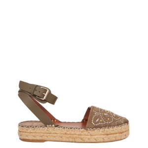 Espadrille Valentino Verde Militar com pedrinhas Tam 38 Br