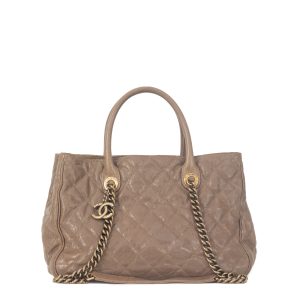 Bolsa Chanel Tote Marrom e Dourada