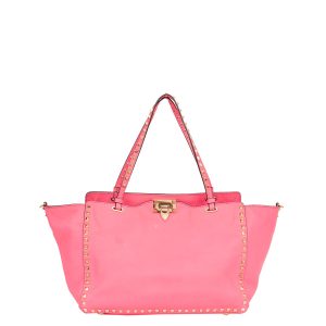 Bolsa Valentino Rockstud Grainy Rosa Neon