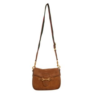 Bolsa Gucci Lady Web Camurça Marrom