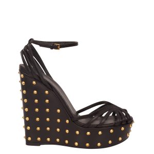 Sandália Plataforma Gucci Preta com Spikes TAM 35 BR