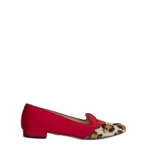 Sapatilha Charlotte Olympia Vermelha e Animal Print Tam 40