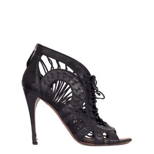 Sandália Alaia Ankle Boot Couro Preto Tam 40