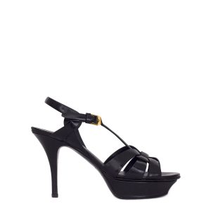 Sandália Saint Laurent Tribute Couro Preta Tam 375