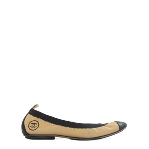 Sapatilha Chanel bicolor bege e preto Tam 39
