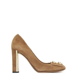 Sapato Gucci Camurça Bege e Dourado Tam 385