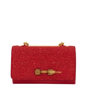 Bolsa Valentino Strass Vermelho Tam Médio