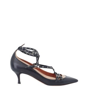 Scarpin Valentino Garavani Salto Baixo Preto e Bege Tam 395