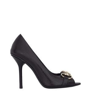 Peep Toe Gucci Horsebit Couro Preto Tam 6B
