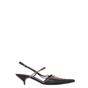 Scarpin Fendi Preto e Marrom Vintage Tam 40