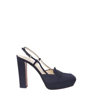 Sapato Prada Azul Marinho Cetim vintage tam 395