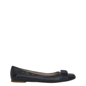Sapatilha Salvatore Ferragamo Azul Petróleo Verniz Laço Tam 8